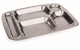Set 5 tavi meniu inox cu 5 diviziuni, 36 x 27 cm