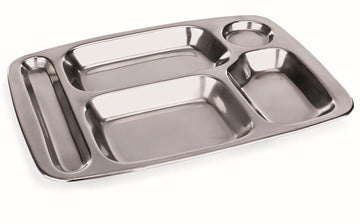 Set 5 tavi meniu inox cu 5 diviziuni, 36 x 27 cm