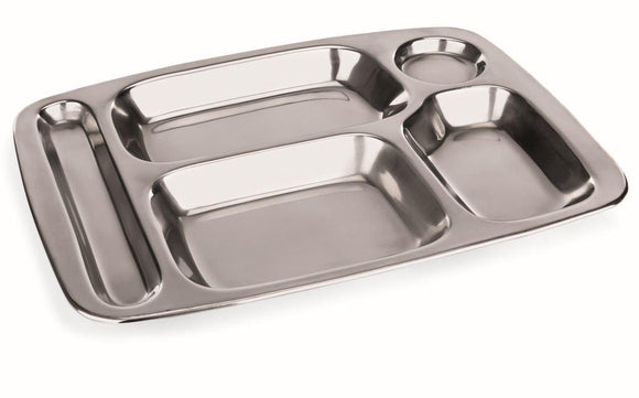 Set 5 tavi meniu inox cu 5 diviziuni, 36 x 27 cm