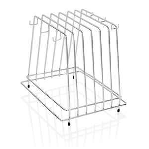 Suport inox pentru 6 tocatoare cu grosime max. 2 cm, si 6 carlige pentru perii html Acest suport din inox