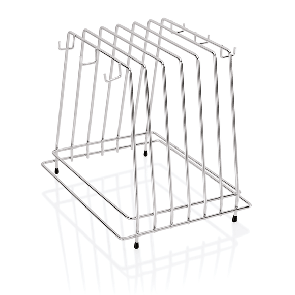 Suport inox pentru 6 tocatoare cu grosime max. 2 cm, si 6 carlige pentru perii html Acest suport din inox