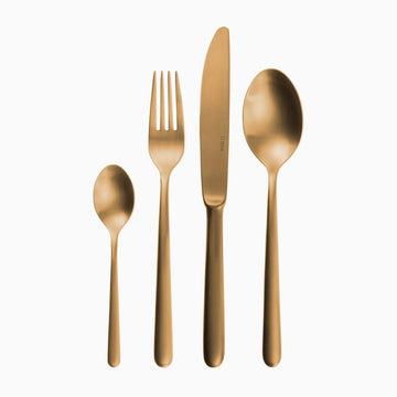 Tacamuri gama Faro Gold, grosime 5,5 mm, finisaj auriu mat, inox 1810 forjat