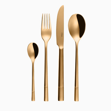 Tacamuri gama Luxus Gold Sandblast, grosime 5,8 mm, finisaj auriu lucios mat, inox 1810 monobloc
