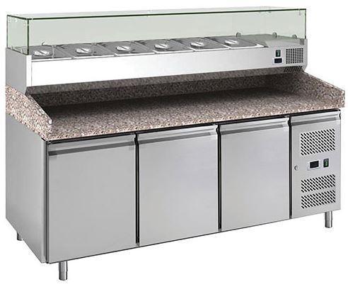 Banc refrigerat pizza cu 3 usi si vitrina de ingrediente - eurogastro.ro