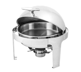 Chafing dish rotund Ø51 cm, inox lucios, capac rolltop, model premium - eurogastro.ro