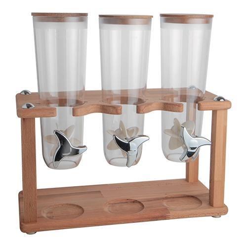 Distribuitor cereale 3 x1,5L, lemn, policarbonat - eurogastro.ro