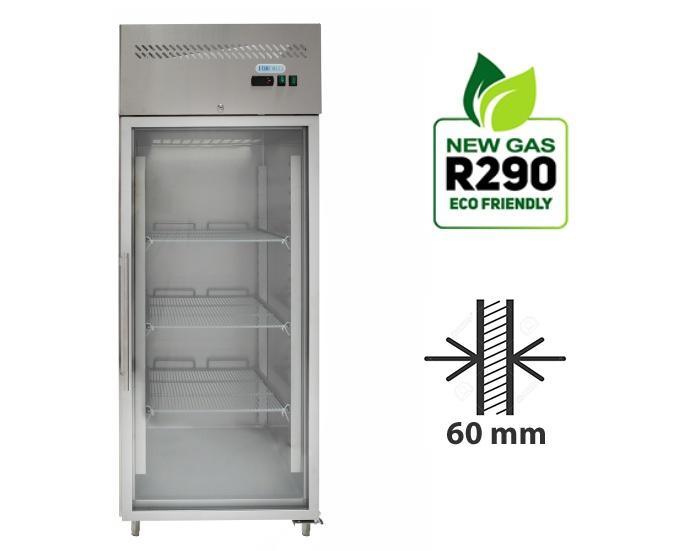 Dulap congelare inox, cu usa sticla (-18°C / -22°C) 650 L - eurogastro.ro