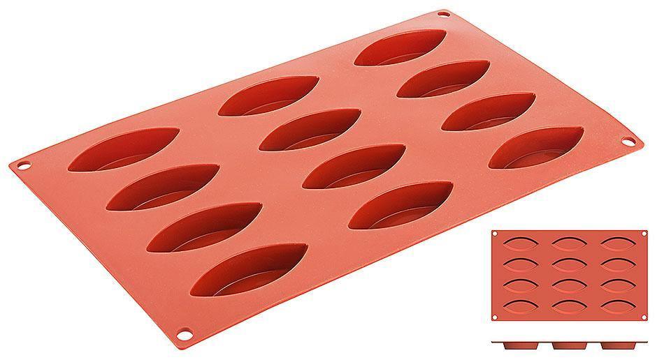 Forma silicon 12x20 cm , 12 forme ovale 7,2x3x1,5 H , 12x20 ml - eurogastro.ro