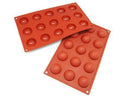 Forma silicon 30 x 17,5 cm , 15 semisefere 4 x h 2 cm , 15 x 20 ml. - eurogastro.ro