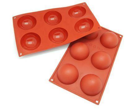 Forma silicon 30 x 17,5 cm, 6 semisfere 7 x h 3,5 cm , 6 x 80 ml. - eurogastro.ro