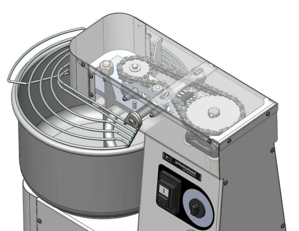 Malaxor aluat cu cap fix, 48 Lt, 42 kg aluat, cu timer si roti, 230 V - eurogastro.ro