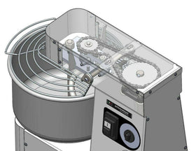 Malaxor aluat cu cap fix,cu 2 viteze, 60 Lt, 48 kg aluat, cu timer si roti, 400 V - eurogastro.ro