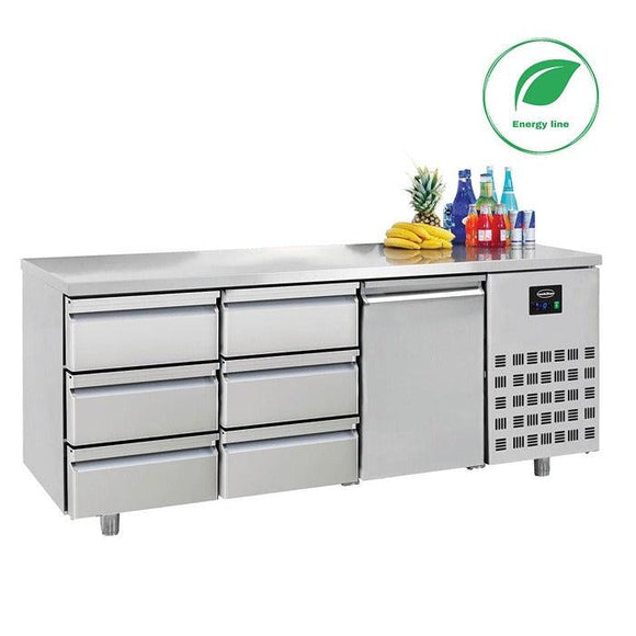 Masa refrigerare inox cu 1 usa 6 sertare ENERGY Line, Temp. -2/+8 °C - eurogastro.ro