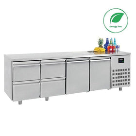 Masa refrigerare inox cu 2 usi 4 sertare ENERGY Line, Temp. -2/+8 °C - eurogastro.ro