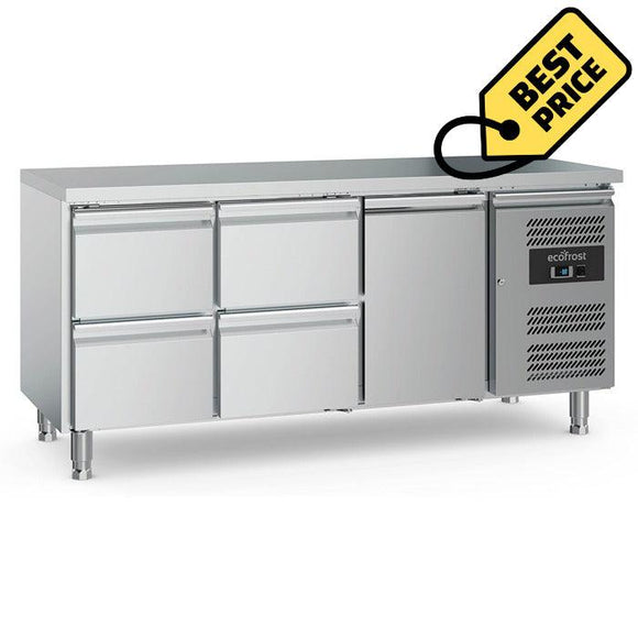 Masa refrigerata inox cu 1 usa si 4 sertare, Temp. +2 / +8 °C - eurogastro.ro
