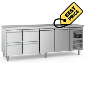 Masa refrigerata inox cu 2 usi si 4 sertare, temp. +2 / +8 °C, - eurogastro.ro