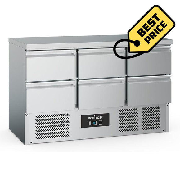 Masa refrigerata inox cu 6 sertare, temp. +2 / +8 °C, agregat inferior - eurogastro.ro