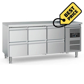 Masa refrigerata inox cu 6 sertare, temp. +2 / +8 °C, - eurogastro.ro