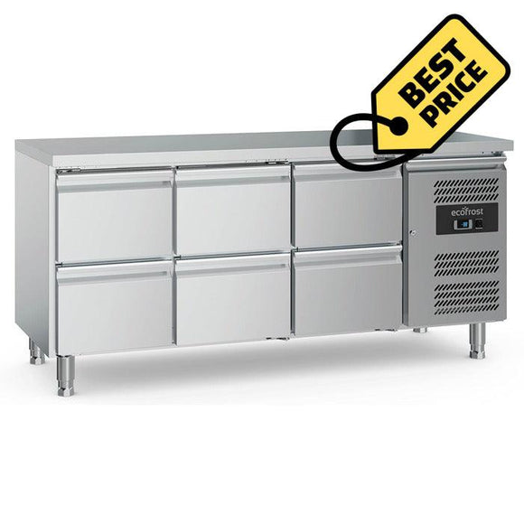 Masa refrigerata inox cu 6 sertare, temp. +2 / +8 °C, - eurogastro.ro
