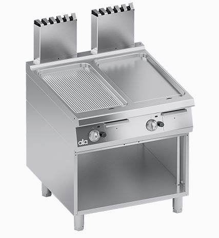 Plita fry top neted + striat, alimentare gaz, 80x90 cm - eurogastro.ro