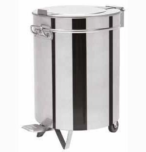 Pubela inox 50L cu capac, pedala si roti, Ø380 - eurogastro.ro