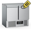 Saladeta refrigerata inox cu 2 usi, Temp. +2 / +8 °C, locas pentru 2 cuve GN1/1, capac inox, agregat inferior - eurogastro.ro
