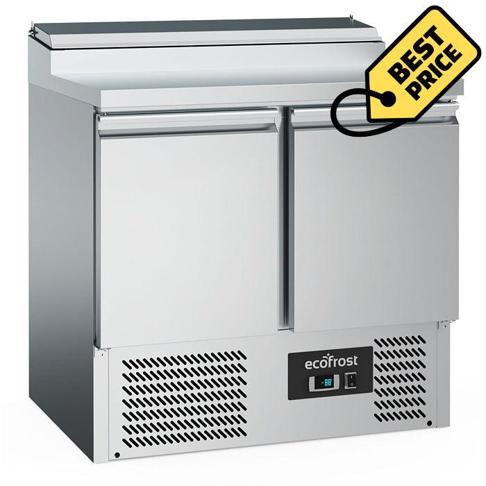 Saladeta refrigerata inox cu 2 usi, Temp. +2 / +8 °C, locas pentru 5 cuve GN1/6, agregat inferior - eurogastro.ro