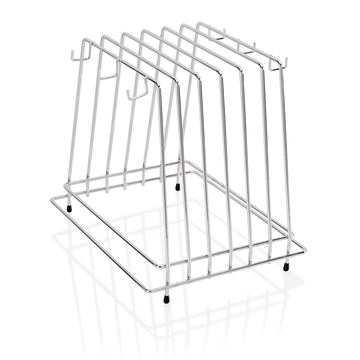 Suport inox pentru 6 tocatoare cu grosime max. 2 cm, si 6 carlige pentru perii - eurogastro.ro