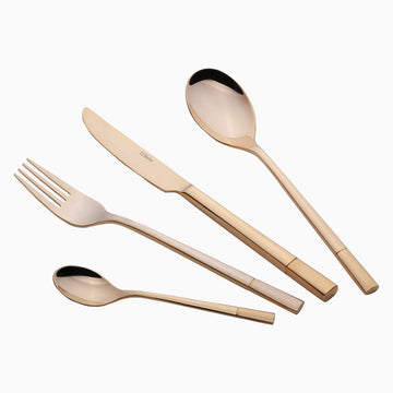 Tacamuri gama Luxus Gold Sandblast, grosime 5,8 mm, finisaj auriu lucios mat, inox 1810 monobloc