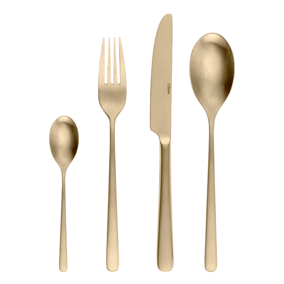 Tacamuri gama Salamanca Champagne Satin, grosime 3,5 mm, finisaj auriu satinat, inox 18/10 monobloc - eurogastro.ro