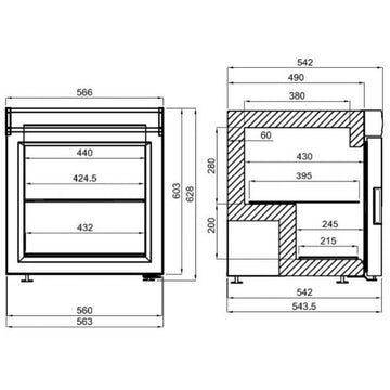 Vitrina inghetata 73 L, model de banc, -18-22 C Iluminat Da LEDTip de racire